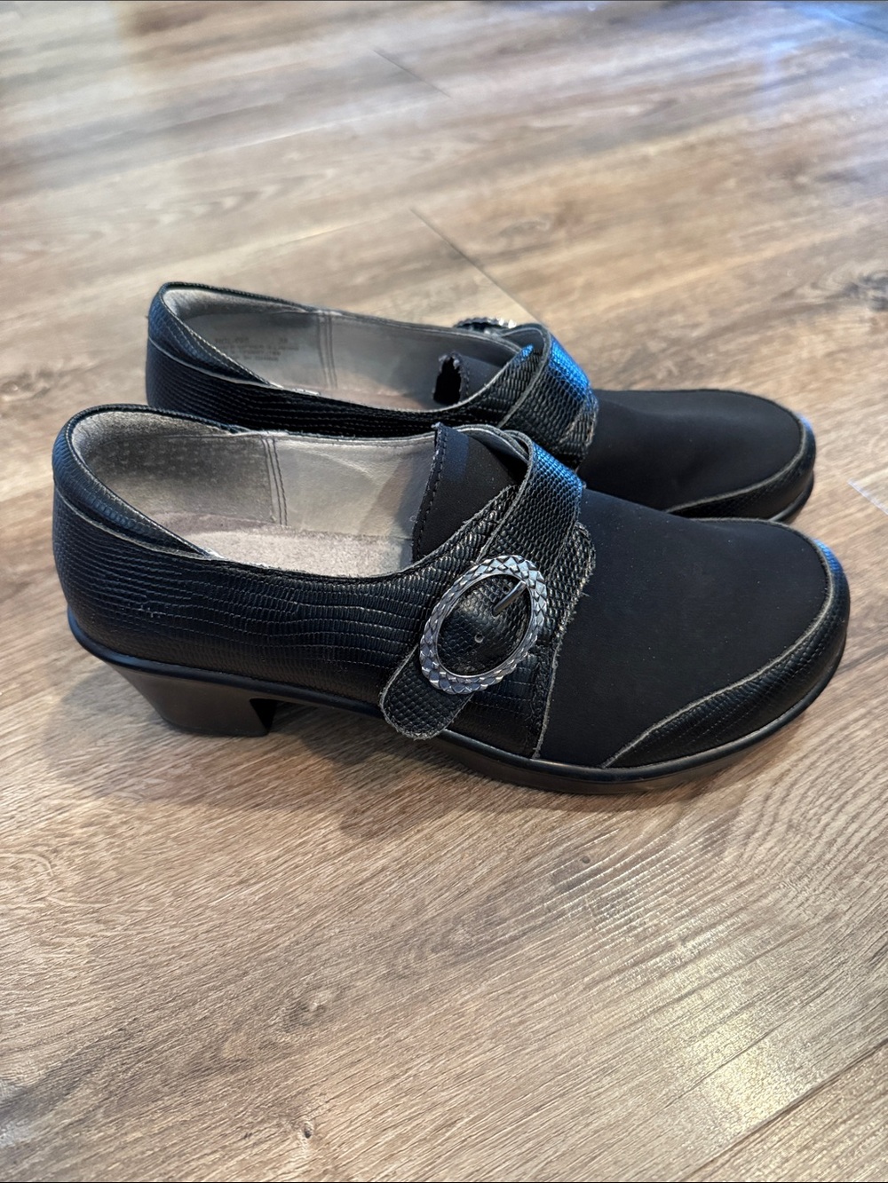 Alegria Holli Black Leather Comfort Clogs Shoes Size 38, 8